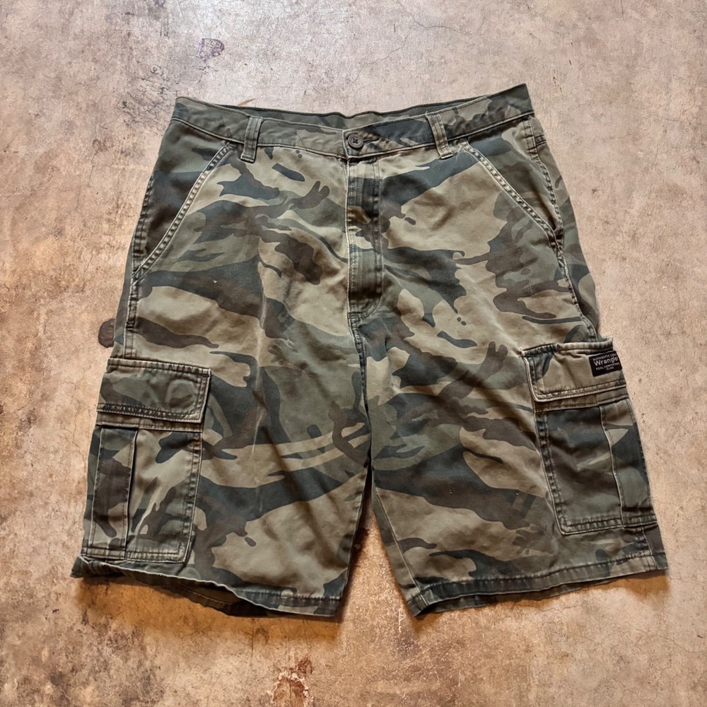 Wrangler Authentic Issue Camo Cargo Shorts Baggy Military Streetwear size